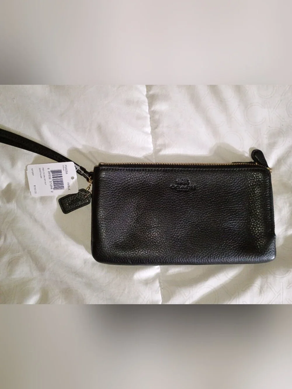 Coach Black Pebbled Leather Zip Wallet